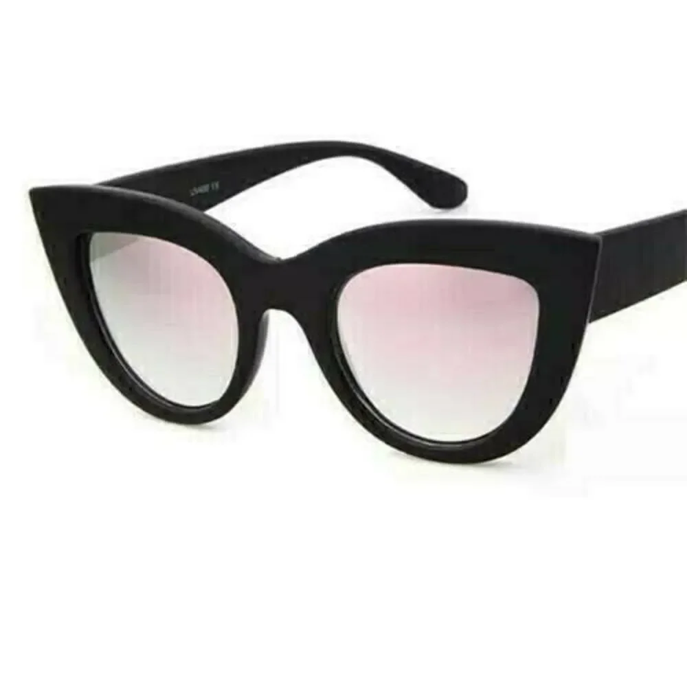 Vintage Style Mirror Cat Eye Sunglasses NEW Black Pink Retro Sexy Summer Luxury